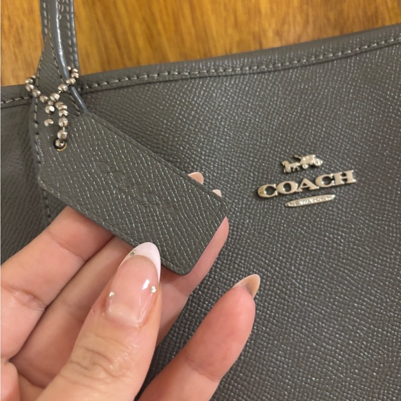 Coach Handbags - Coach Gray Leather Tote Bag